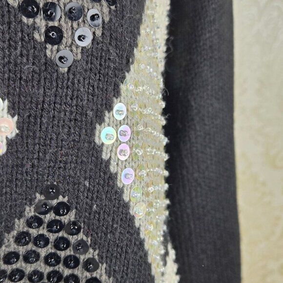 Alfred Dunner Petite Size Med Argyle Front Pullover Sweater Sequin Embellishment - Picture 6 of 11